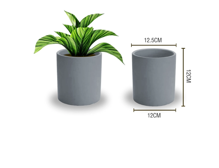 MACETERO PLASTICO CILINDRO LISO GRIS CLARO 12.5X12X12CM - 1