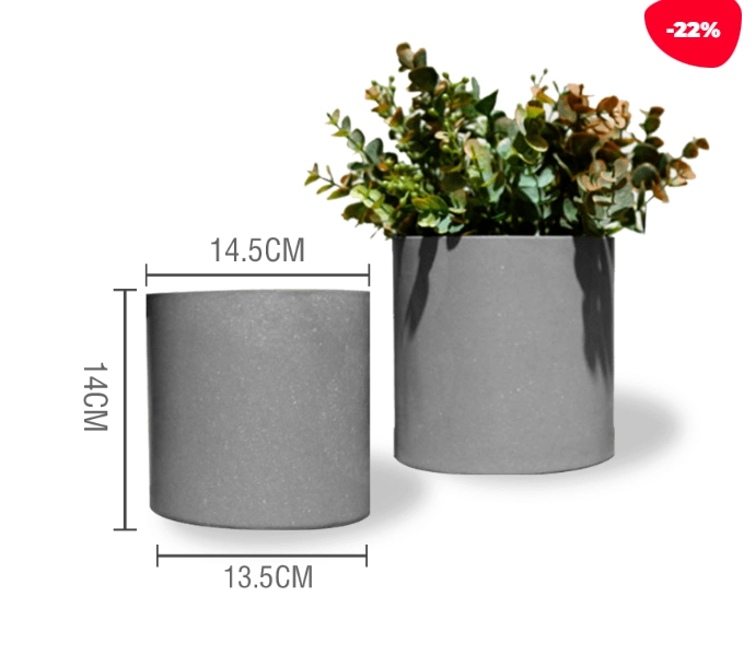 MACETERO PLASTICO CILINDRO GRIS OSCURO 23X14.5X13CM - 1
