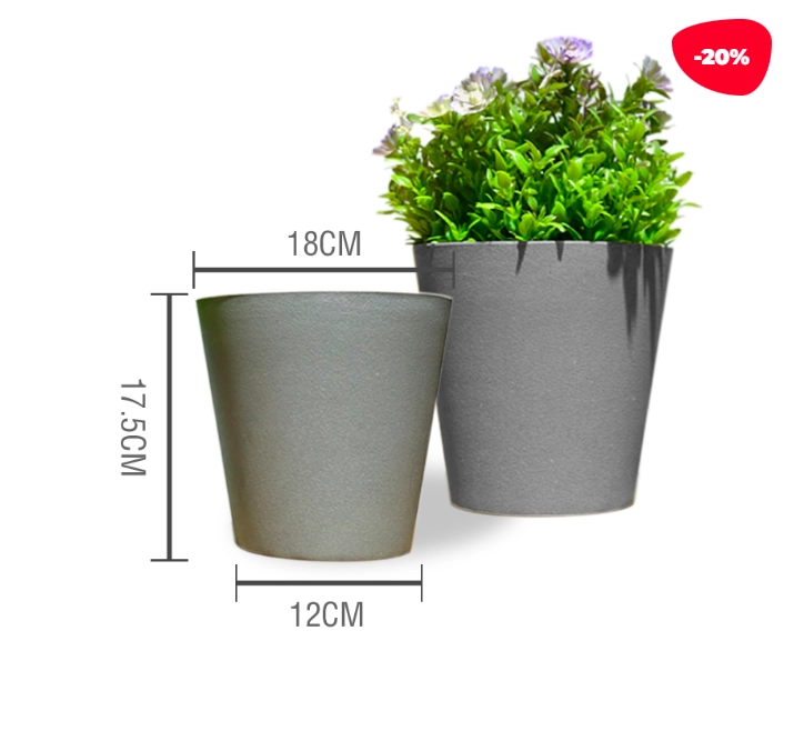 MACETERO PLASTICO LISO GRIS 18X12X17.5CM - 1