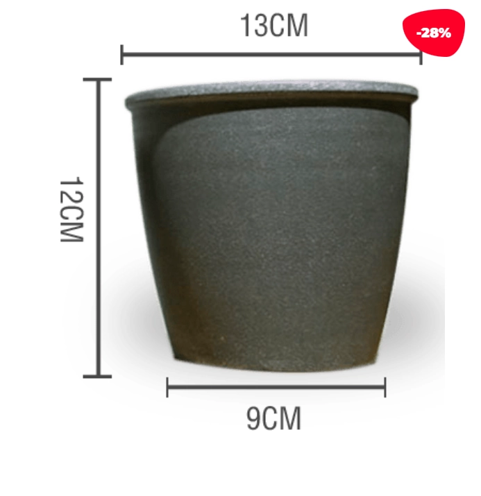 MACETERO PLASTICO CILINDRO JASPEADO NEGRO 13X9X12CM - 1