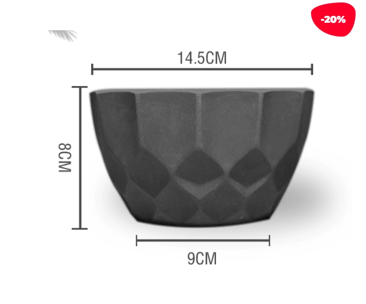 MACETERO PLASTICO TEXTURA LISO NEGRO 14.5X9X8CM - 1