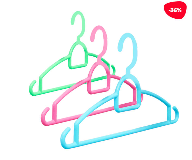 COLGADOR PARA ROPA PLASTICO 6 PCS 49X42X49CM - 1