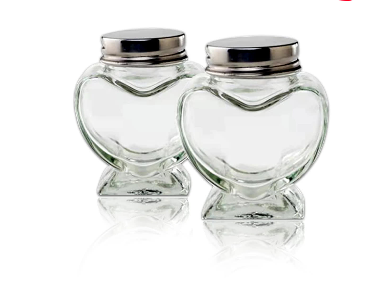 FRASCO DE VIDRIO CORAZON CON TAPA ALUMINIO 50 ML - 1