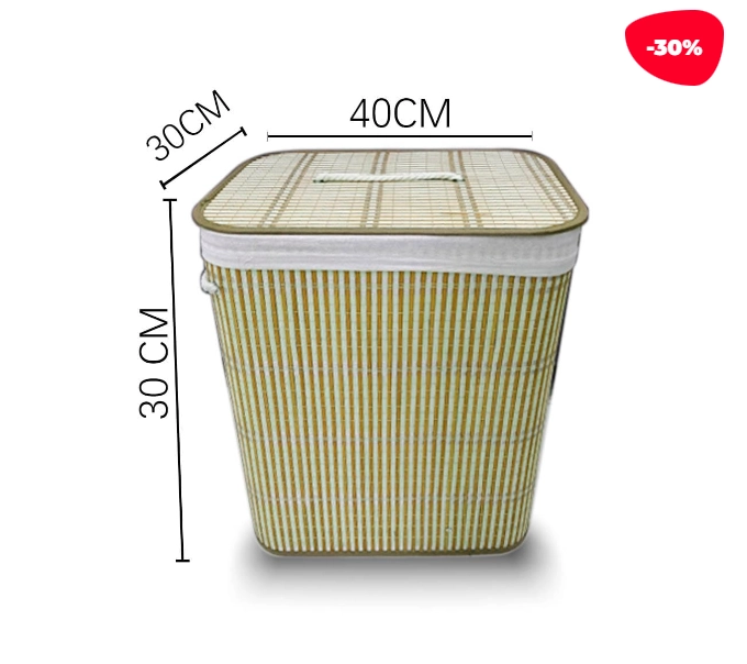 CESTO ORGANIZADOR DE BAMBU CON TAPA 30X30X40CM - 1