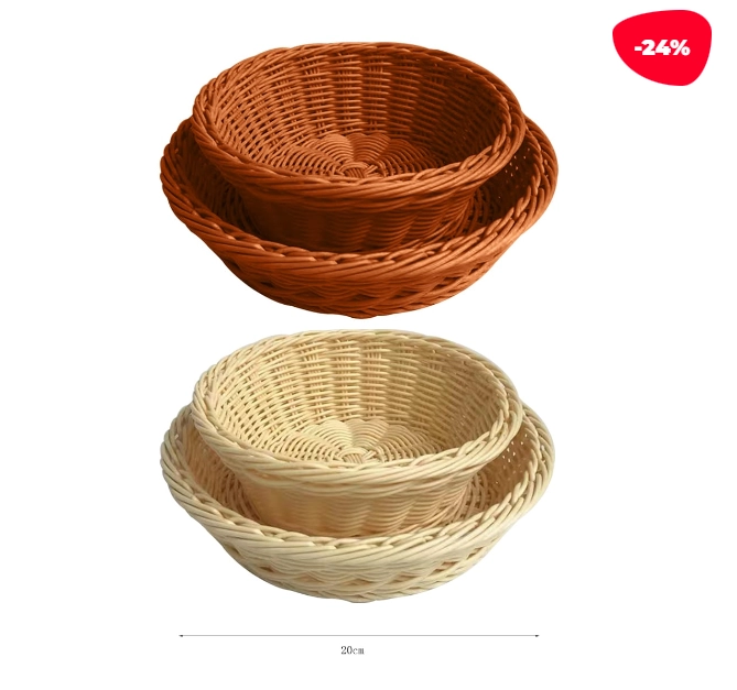 CANASTO ORGANIZADOR PLASTICO APARIENCIA MIMBRE 20CM - 1