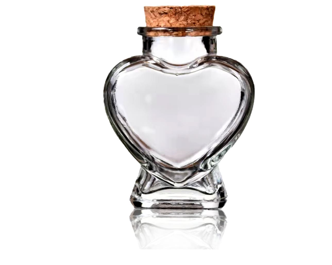 FRASCO VIDRIO CORAZON TAPA CORCHO 300ML - 1
