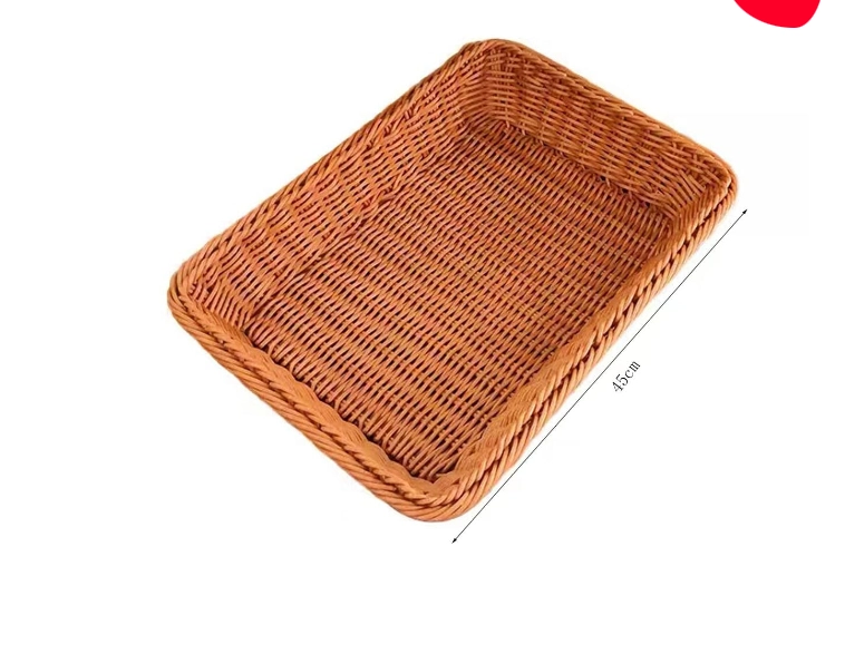 CANASTO ORGANIZADOR PLÁSTICO APARIENCIA MIMBRE RECTANGULAR 45X35X8CM - 1