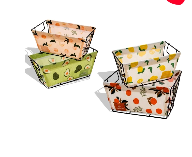 CANASTO ORGANIZADOR CON FIERRO CON ESAMPADO 25X15X12CM - 1