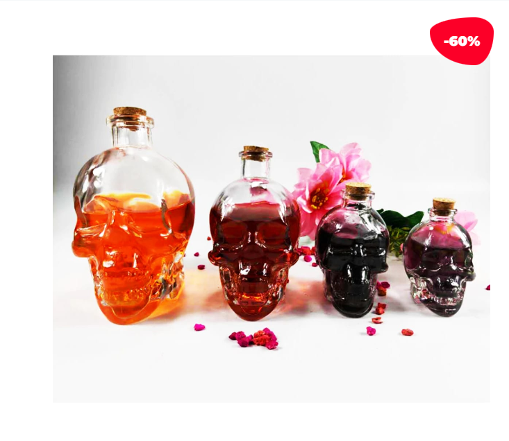 FRASCO VIDRIO CALAVERA TAPA CORCHO 100ML - 1
