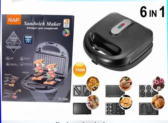 MAQUINA DE DONAS 6 EN 1 SANDWICHERA WAFFLES PARRILLA NUECES - 1
