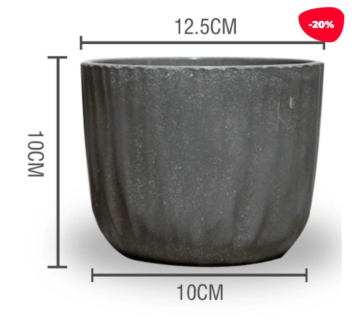 MACETERO PLASTICO TEXTURA LINEAL GRIS OSCURO 12.5X10X10CM - 1
