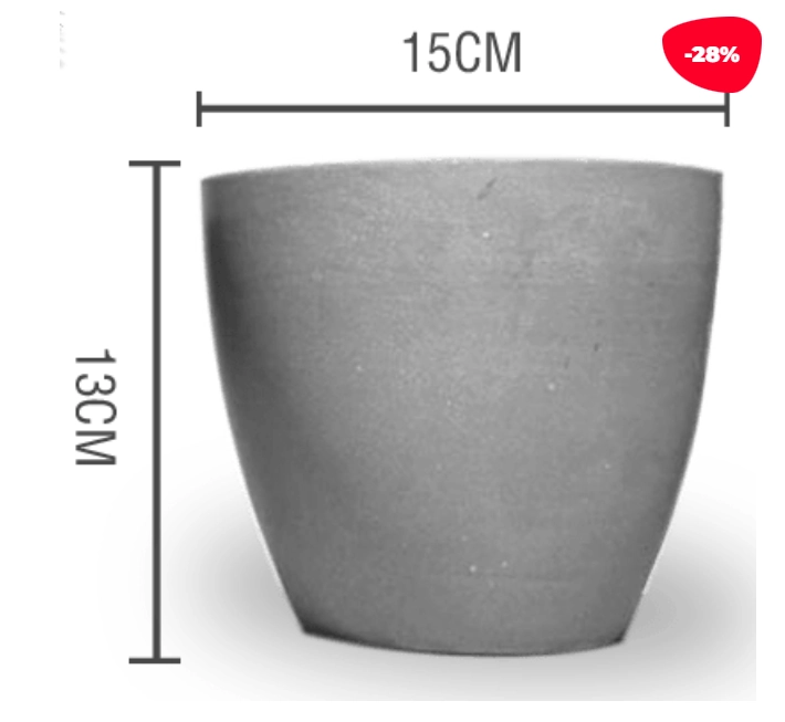 MACETERO PLASTICO CILINDRO LISO GRIS CLARO 15X13CM - 1