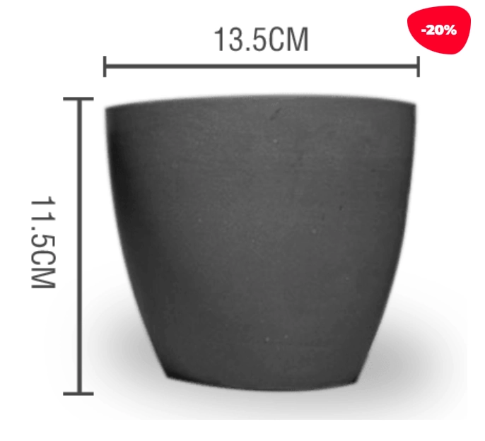 MACETERO PLASTICO CILINDRO LISO GRIS OSCURO 13.5X11.5CM - 1