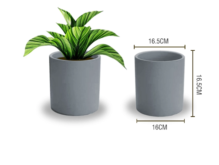 MACETERO PLASTICO CILINDRO LISO GRIS 16.5X16X16.5CM - 1