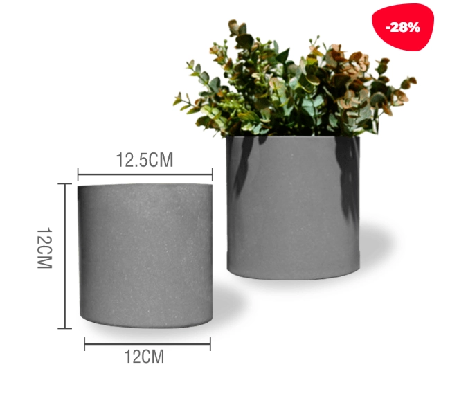 MACETERO PLASTICO CILINDRO LISO GRIS 12.5X12X12CM - 1