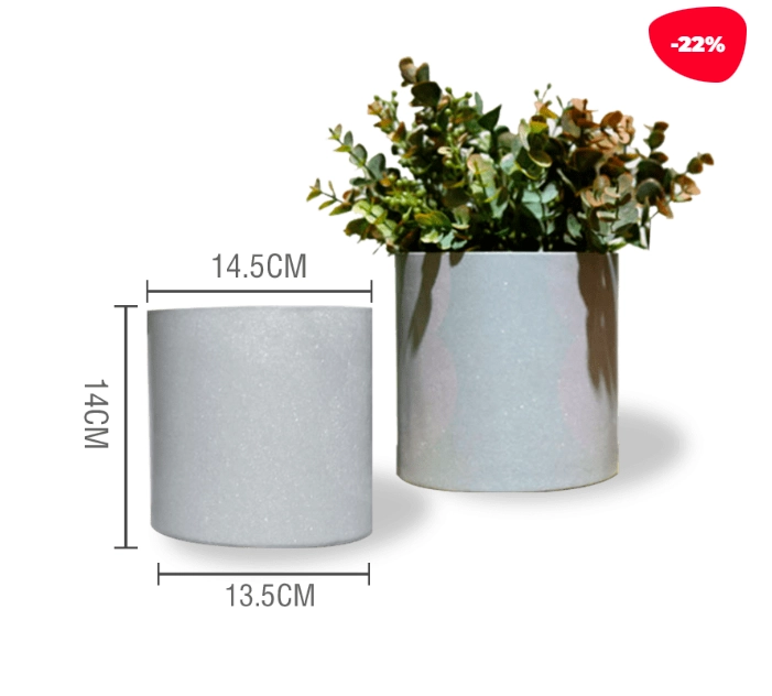 MACETERO PLASTICO CILINDRO GRIS CLARO 23X14.5X13CM - 1