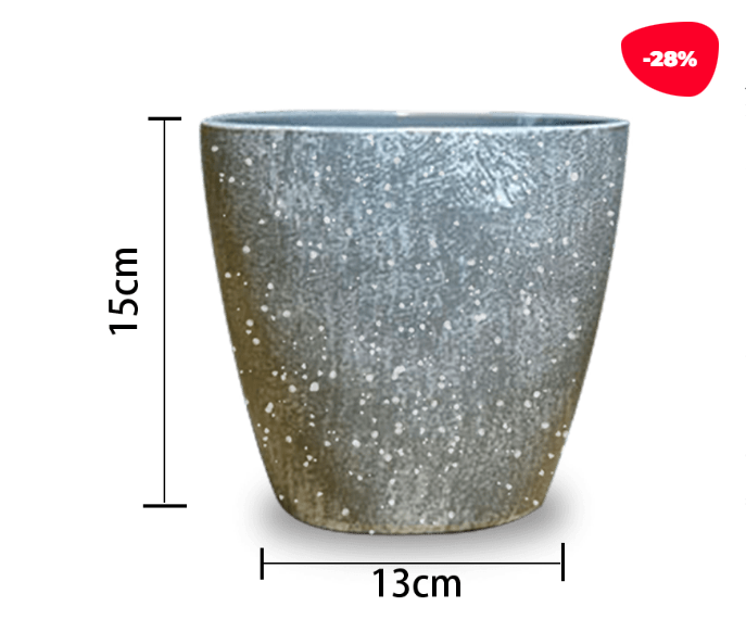 MACETERO PLASTICO CILINDRO JASPEADO GRIS 13X15CM - 1