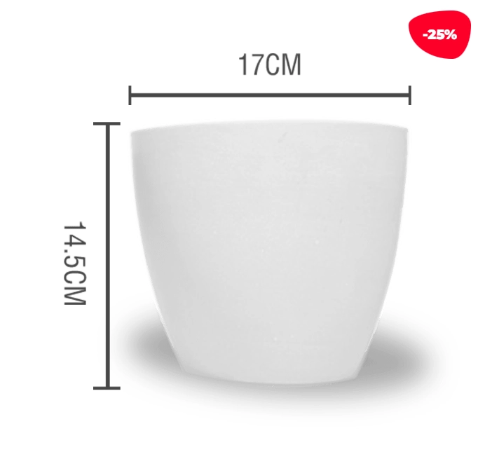 MACETERO PLASTICO CILINDRO LISO BLANCO 17X14.5CM - 1