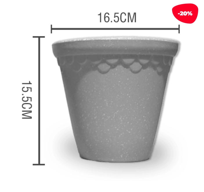 MACETERO PLASTICO JASPEADO GRIS 16.5X15.5CM - 1