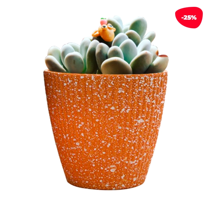 MACETERO PLASTICO CILINDRO JASPEADO 19X16CM - 1