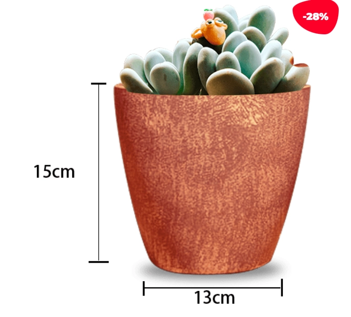 MACETERO PLASTICO JASPEADO NARANJA 15X13CM - 1