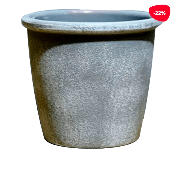 MACETERO PLASTICO CILINDRO JASPEADO GRIS 15.5X10.5X14.5CM - 1