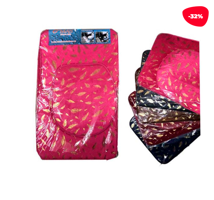 ALFOMBRA BAÑO PLUSH DISEÑO DORADO 3PCS 50 X 80 CM - 1