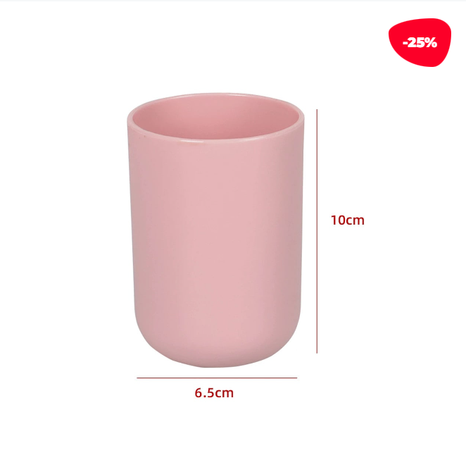 VASO DE BAÑO CILINDRO COLOR ROSADO CLARO 10X6.5CM - 1