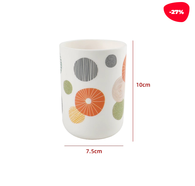 VASO DE BAÑO CILINDRO ESTAMPADO DISEÑOS NARANJA 10X7.5CM - 1