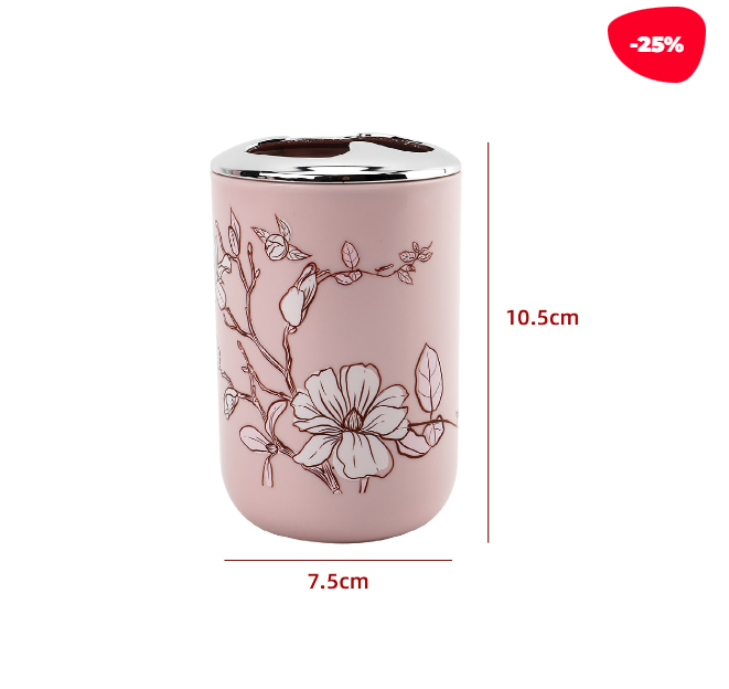 PORTA CEPILLO DE DIENTES PLASTICO FLOR DE DURAZNO 10.5CM - 1