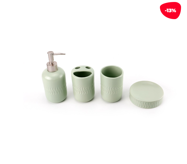 SET DE BAÑO VERDE MENTA CERAMICA 4 PIEZAS - 1