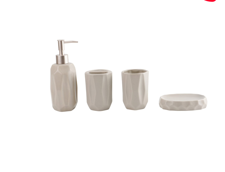 SET DE BAÑO BEIGE CERAMICA 4 PIEZAS - 1