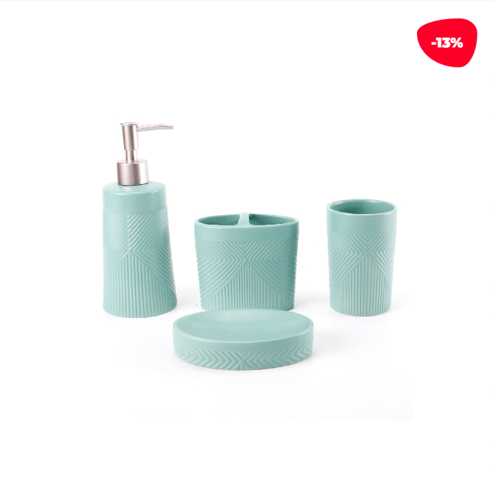 SET DE BAÑO CELESTE CERAMICA 4 PIEZAS - 1