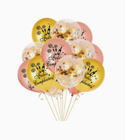SET DE GLOBOS DORADOS 14 PCS - 1