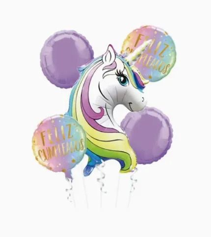 SET DE GLOBOS UNICORNIO MORADO - 1