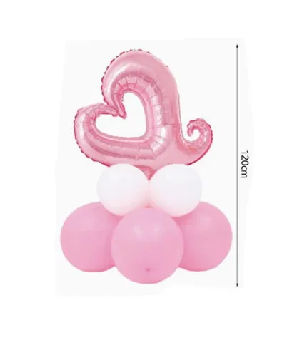 SET GLOBOS CORAZÓN ROSA - 1