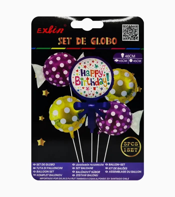 SET GLOBOS METALIZADOS HAPPY BIRTHDAY - 1