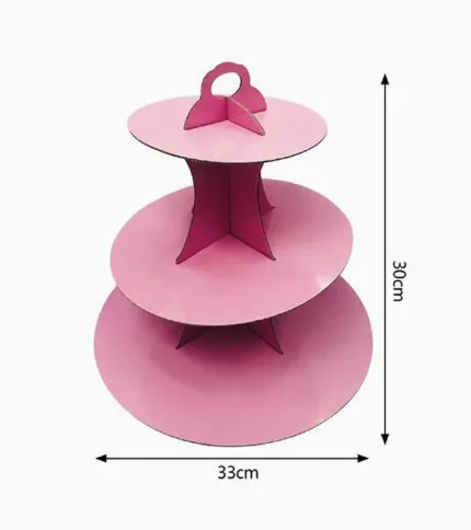 SOPORTE DE TORTA 3 NIVELES ROSA - 1