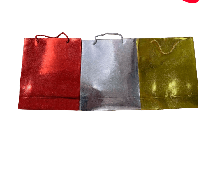 BOLSA REGALO BRILLANTE 44X31X12CM 12 UNID ROJO PLATEADO DORADO - 1
