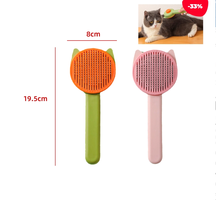 CEPILLO PARA MASCOTA METAL / PLASTICO AUTOLIMPIANTE CERDAS DELGADAS 8X19.5CM - 1