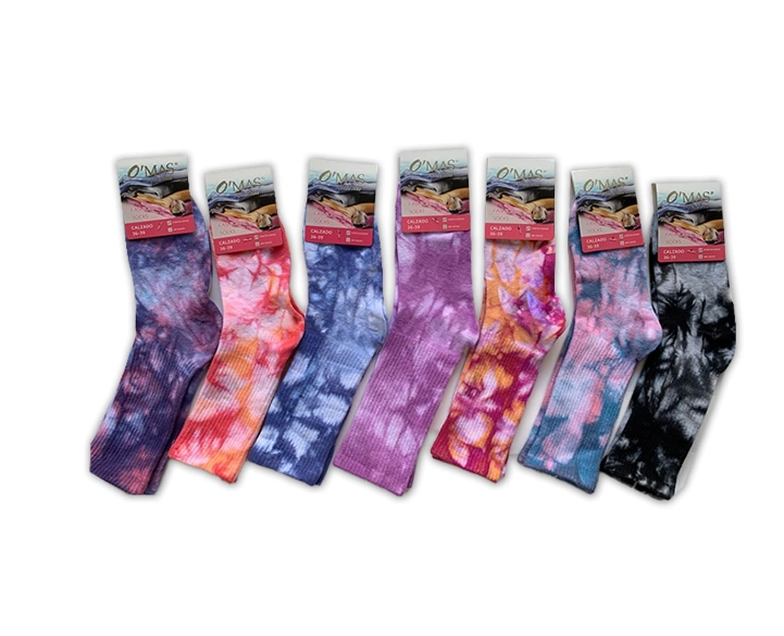 CALCETINES DE MUJER CORTE MEDIO TIE DYE TALLA 36-39 | 12 UNID - 1