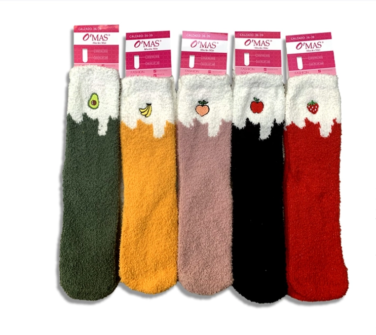 CALCETINES PLUSH MUJER CORTE MEDIO ESTAMPADO FRUTAL | 12 UNID - 1