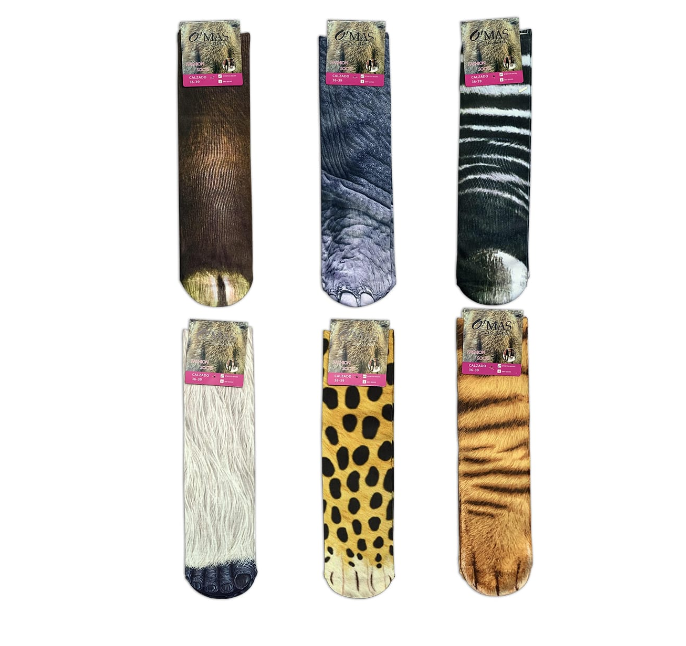 CALCETINES UNISEX CON DISEÑO DE PATA DE TIGRE 12 UNID 36-39 - 1