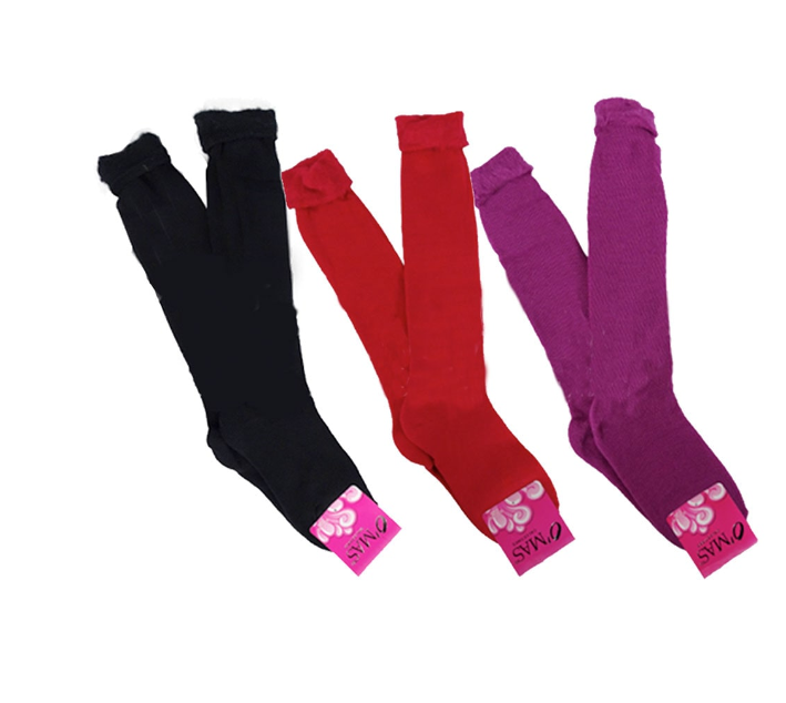 CALCETINES MUJER CON POLAR CORTE LARGO COLOR LISO 12 UNID - 1