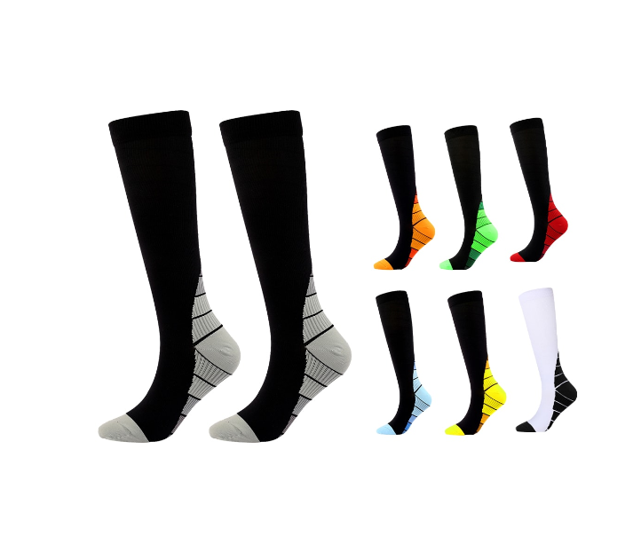 CALCETINES HOMBRE COMPRESION VARICES NEGRO CON COLOR 12 UNID - 1