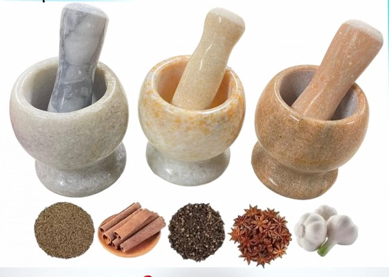 MORTERO DE MÁRMOL MOLEDOR HIERBAS MEZCLA TRITURA COCINA COLORES SURTIDOS - 1