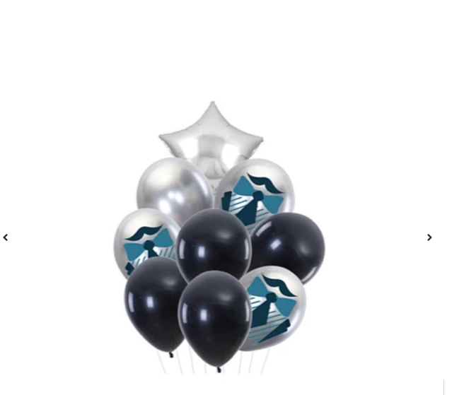 SET GLOBO LÁTEX Y ESTRELLA PLATA DEL DÍA DEL PADRE 9 PCS - 1
