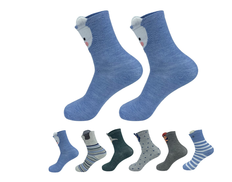 CALCETINES ALGODÓN NIÑO MULTICOLOR LISO DISEÑO ANIMALES TALLA 9-12 AÑOS 12 UNID - 1