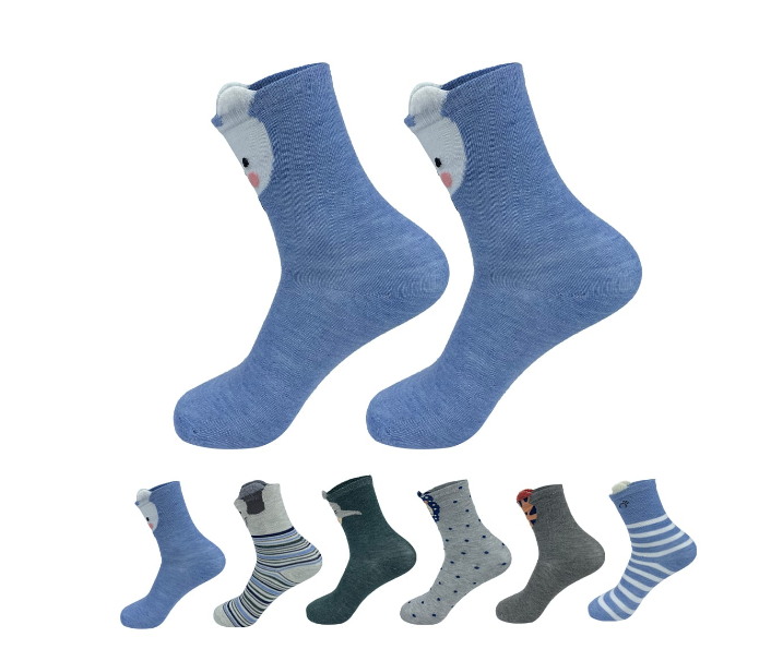 CALCETINES ALGODÓN NIÑO MULTICOLOR LISO DISEÑO ANIMALES TALLA 6-9 AÑOS 12 UNID - 1