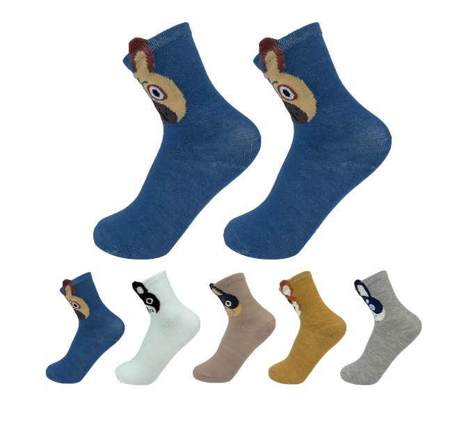 CALCETINES ALGODÓN NIÑO MULTICOLOR LISO DISEÑO PERRO TALLA 9-12 AÑOS 12 UNID - 1
